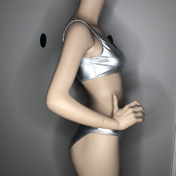 SILVER METALLIC 2 PIECE SWIM SET - Picture 12 of 13